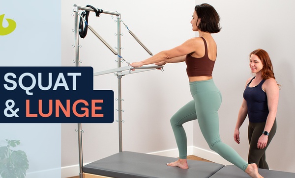 squat and lunge studio reformer with mat and tower pilates