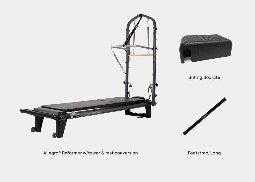 Allegro Bundle: Reformer with Legs, Tower, Mat Conversion, Long Footstrap, and Sitting Box Lite